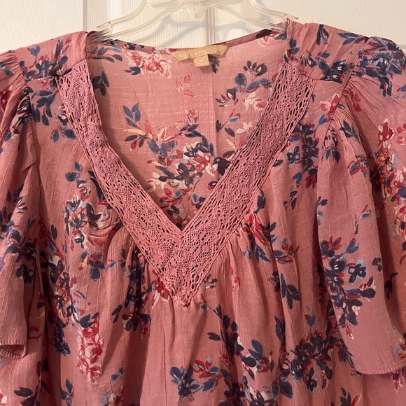 Pink Smocked Flutter Sleeve Blouse - Picture 3 of 4